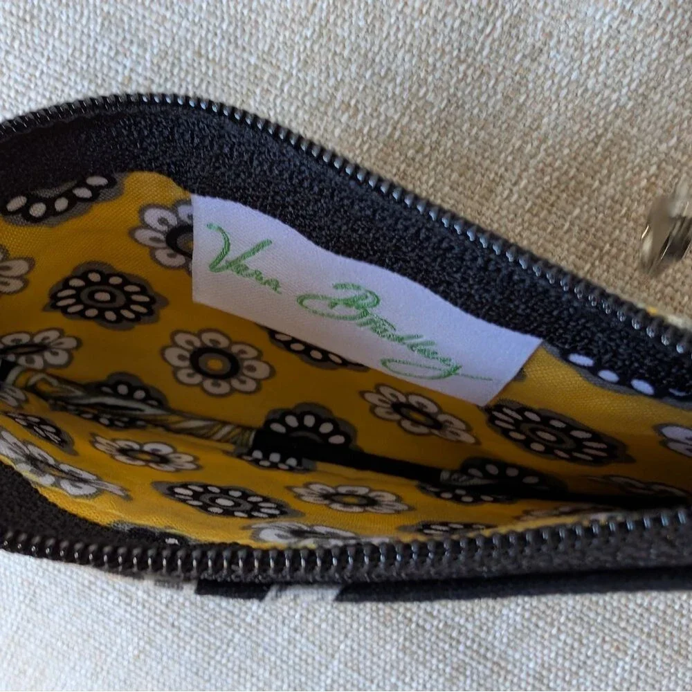 VERA BRADLEY‎ Change Purse CLIP ZIP ID CASE COIN Yellow Bird Daisy